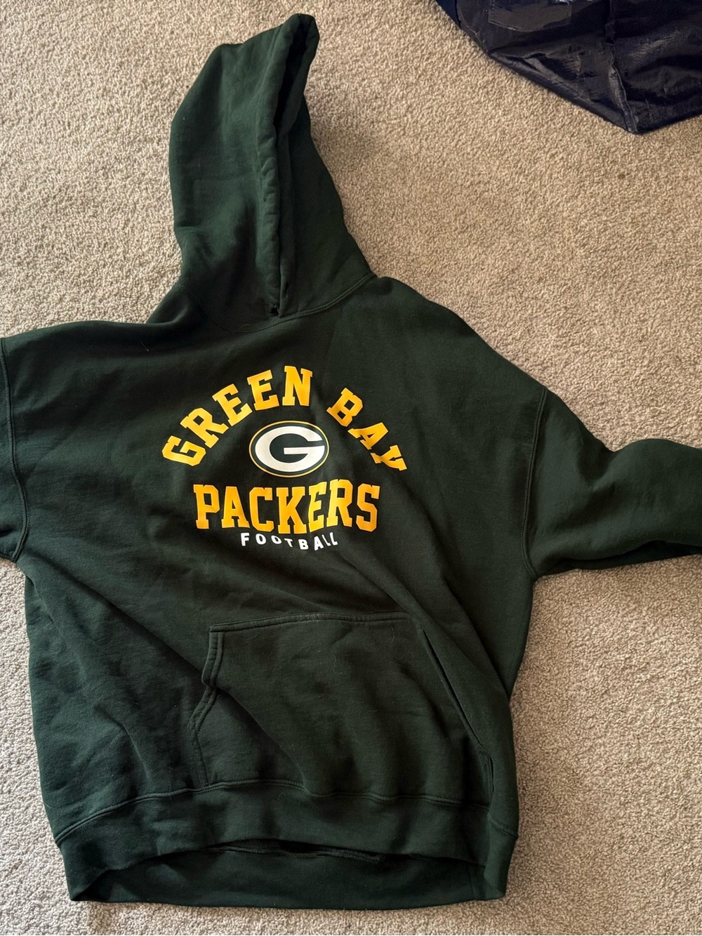 Team Apparel Green Bay Packers Dark Green Hoodie with Yellow Logo